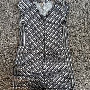 Talbots Black and White Striped Midi Dress‎ Stretchy Rayon Blend